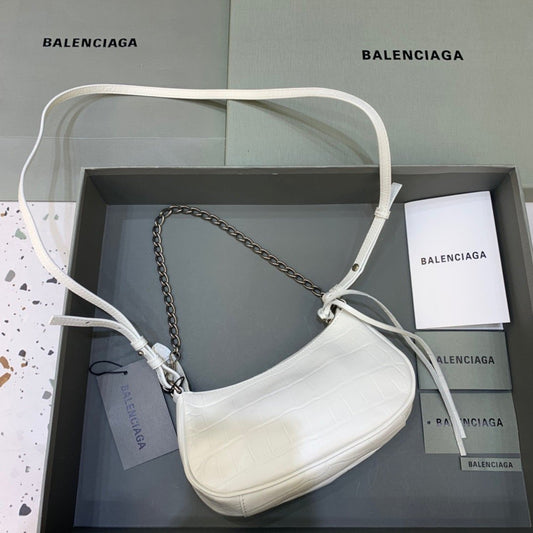 Balen Le Cagole Mini Bag With Chain In White, For Women, Bags 8.2in/21cm 69581423EBY9016