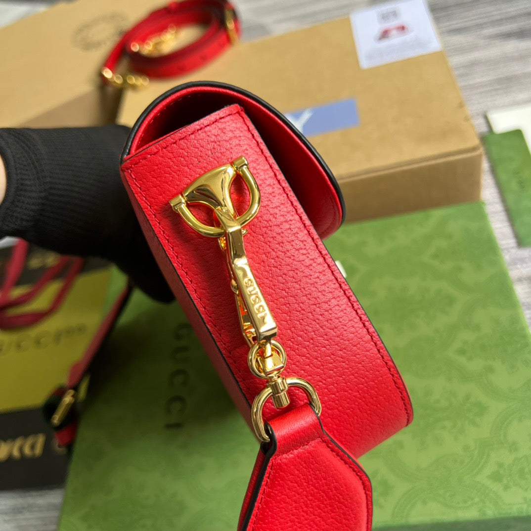 gg x Adidas Horsebit 1955 Mini Bag Red For Women, Women’s Bags 8.1in/21cm gg 658574 U3ZDG 6563