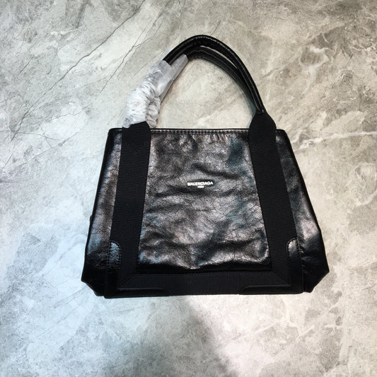 Balen Navy Small Cabas Tote Bag In Black, For Women, Bags 18.5in/47cm