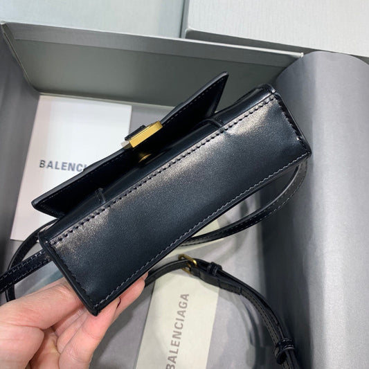 Balen Hourglass Mini Handbag In Black, For Women, Bags 4.7in/12cm