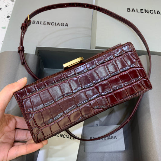 Balen Hourglass XS Handbag In Dark Red, For Women, Bags 7.4in/19cm