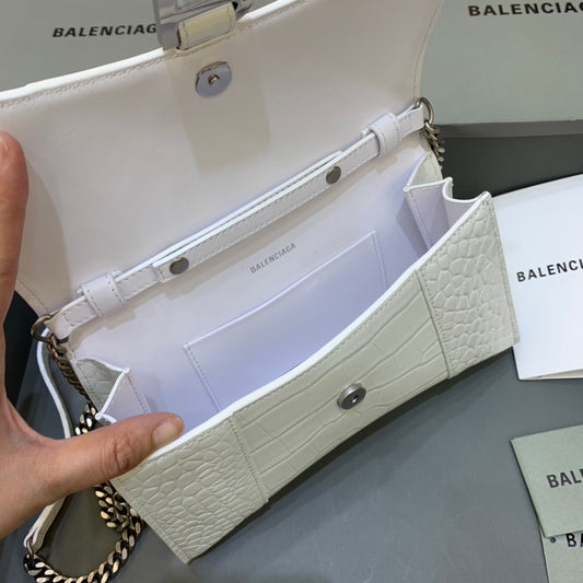 Balen Hourglass Wallet On Chain in White, For Women, Bags 9in/23cm