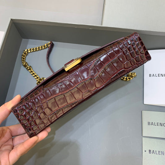 Balen Hourglass Wallet On Chain in Dark Red, For Women, Bags 9in/23cm