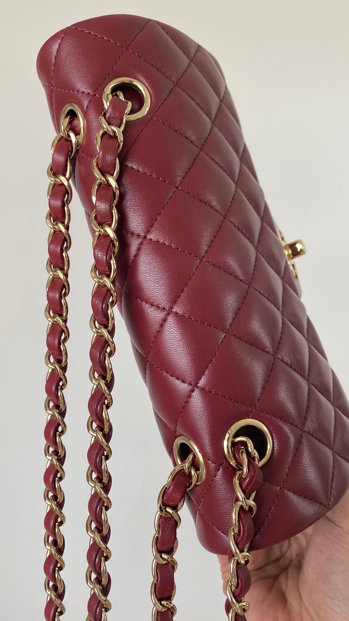 ChanelSmall Classic Handbag Dark Red For Women, Women’s Bags 9.1in/23cm