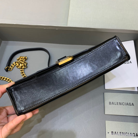 Balen Hourglass Wallet On Chain in Black, For Women, Bags 9in/23cm