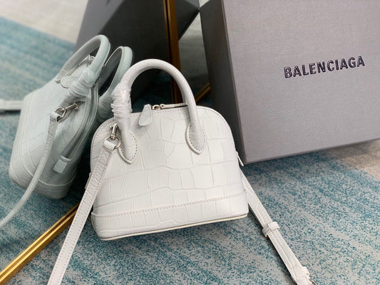 Balen Ville Mini Handbag In White, For Women, Bags 4.7in/12cm