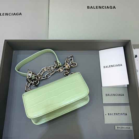 Balen Gossip Small On Chain Shoulder Bag Light Green, For Women, Bags 7.4in/19cm
