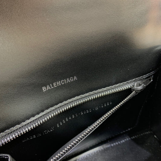 Balen Hourglass Small Handbag In Black, For Women, Bags 9in/23cm