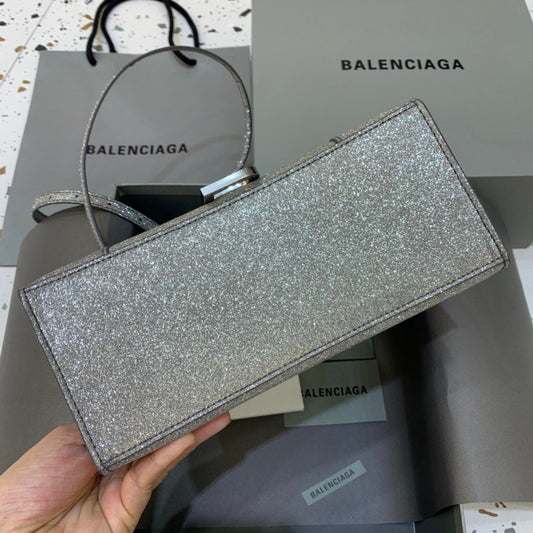 Balen Hourglass Small Handbag In Grey, For Women, Bags 9in/23cm