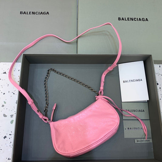 Balen Le Cagole Mini Bag With Chain Light Pink, For Women, Bags 8.2in/21cm