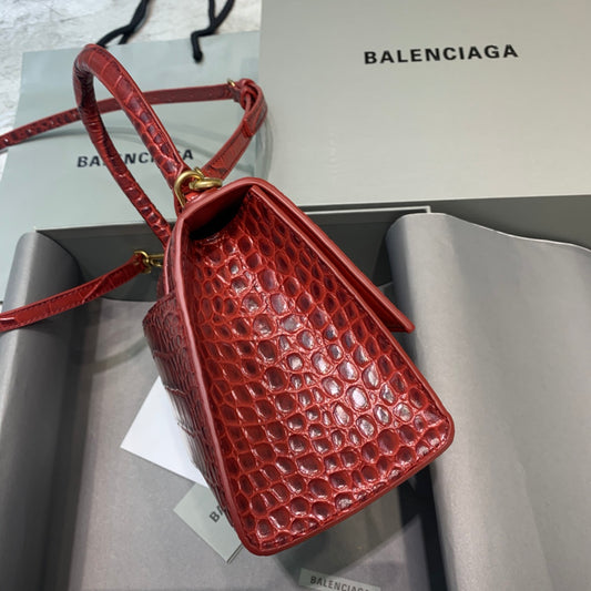 Balen Hourglass Small Handbag In Dark Red, For Women, Bags 9in/23cm 5935461LRGM6211