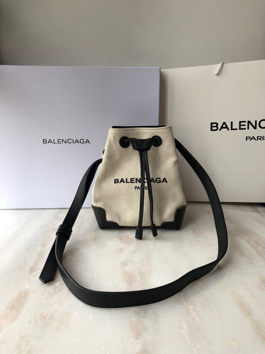 Balen Navy Cabas Linen Crossbody Bag In White, For Women, Bags 9.8in/25cm