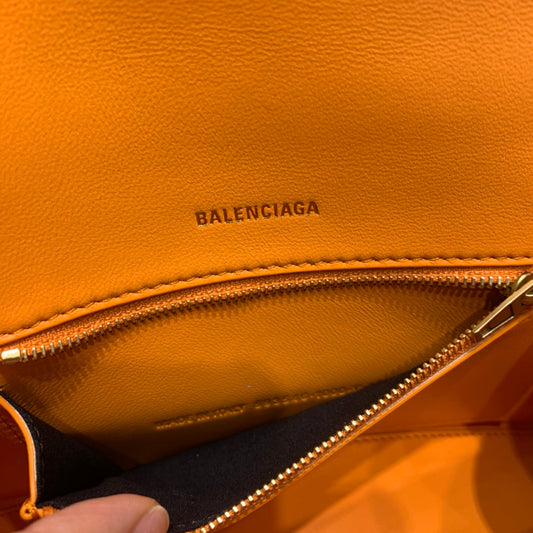 Balen Hourglass Small Handbag In Orange, For Women, Bags 9in/23cm