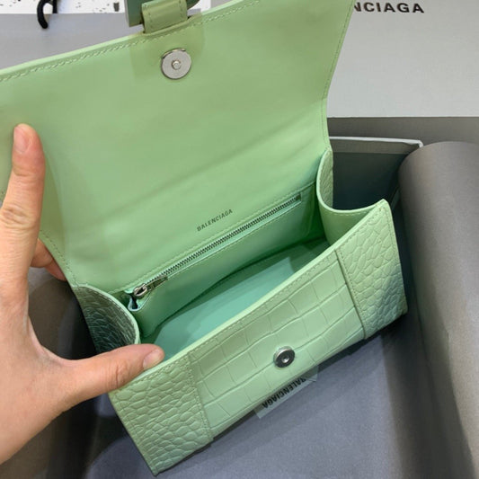 Balen Hourglass Small Handbag In Light Green, For Women, Bags 9in/23cm