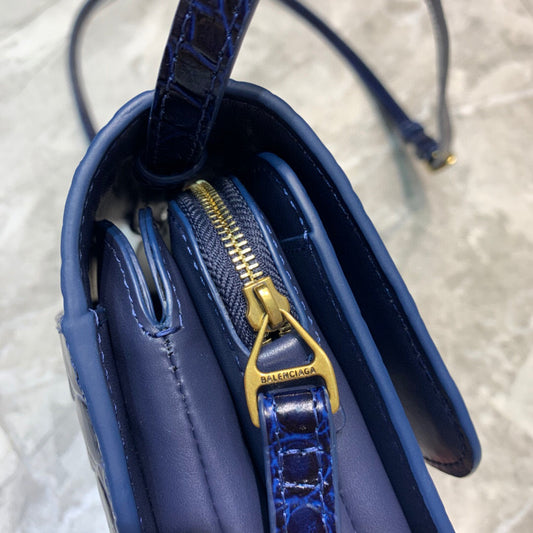 Balen B Small Lizard Effect Cross-body Bag In Dark Blue, For Women, Bags 7in/18cm