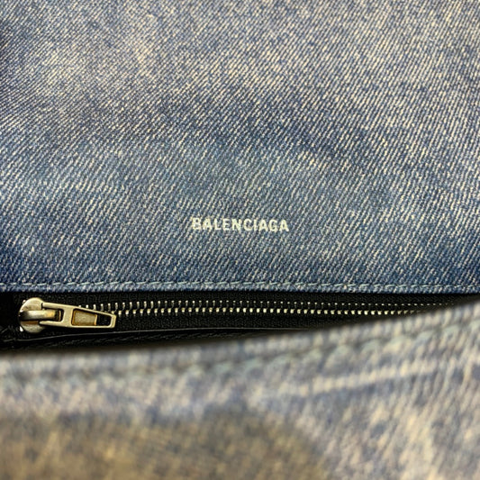 Balen Hourglass Small Handbag In Blue Denim Printed, For Women, Bags 9in/23cm 5935462104W9064