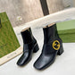 GUCCI BLONDIE WOMEN'S ANKLE BOOT LEATHER BLACK 700016C9D001000