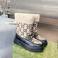 GUCCI 1955 HORSEBIT SNOW BOOTS LEATHER AND SHEARLING IN BLACK BEIGE