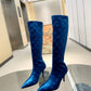 DIOR WOMEN'S GG KNEE-HIGH BOOT BLUE