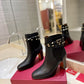 VALENTINO GARAVANI ROCKSTUD GRAINY CALFSKIN ANKLE BOOT BLACK 3W2S0P62VCE 0NO