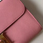 HM Constance Togo Long Wallet 21cm/8.3in Gold Toned Hardware For Women Pink