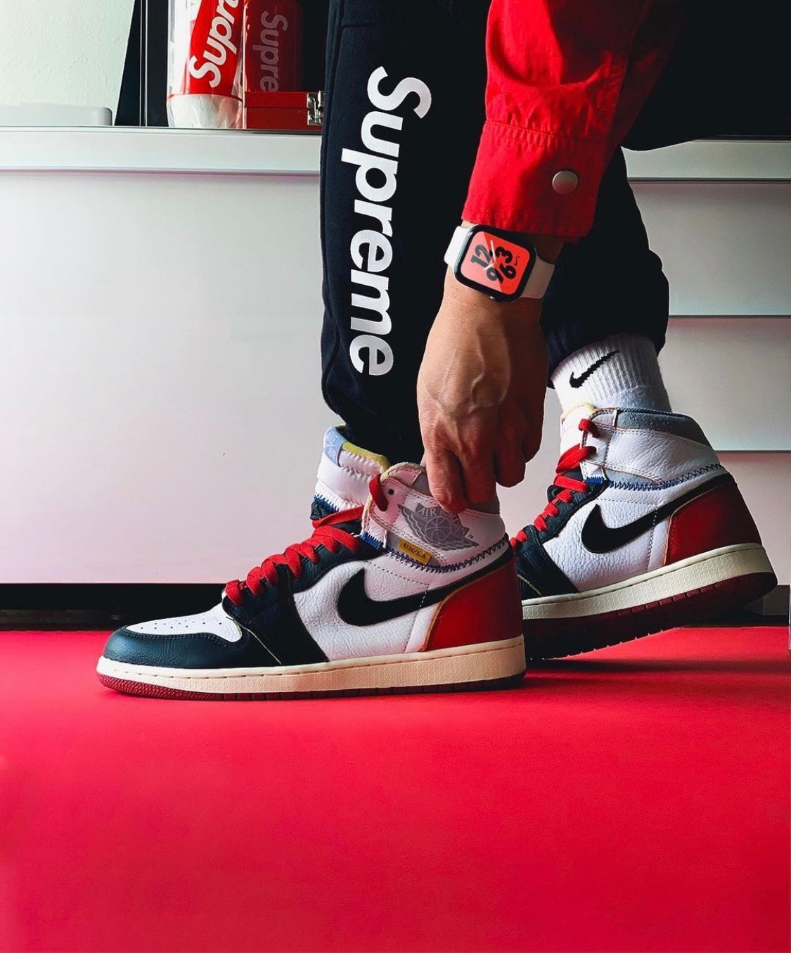 BL - Union x AJ1 High white and red stitching