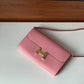 HM Constance Togo Long Wallet 21cm/8.3in Gold Toned Hardware For Women Pink