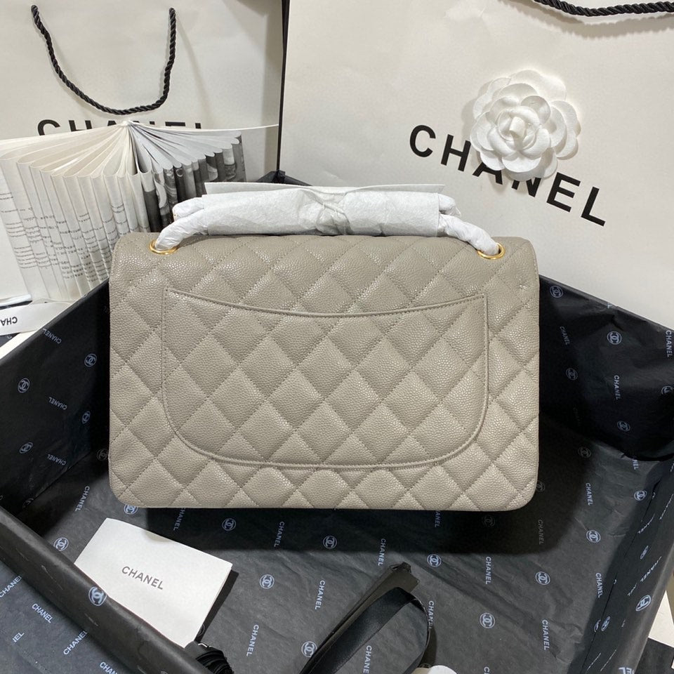 ChanelLarge Classic Handbag Gold Hardware Grey For Women, Women&#8217;s Handbags, Shoulder Bags 11.8in/30cm