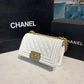 ChanelSmall Boy Handbag White For Women, Women&#8217;s Bags, Shoulder And Crossbody Bags 7.8in/20cm A67085