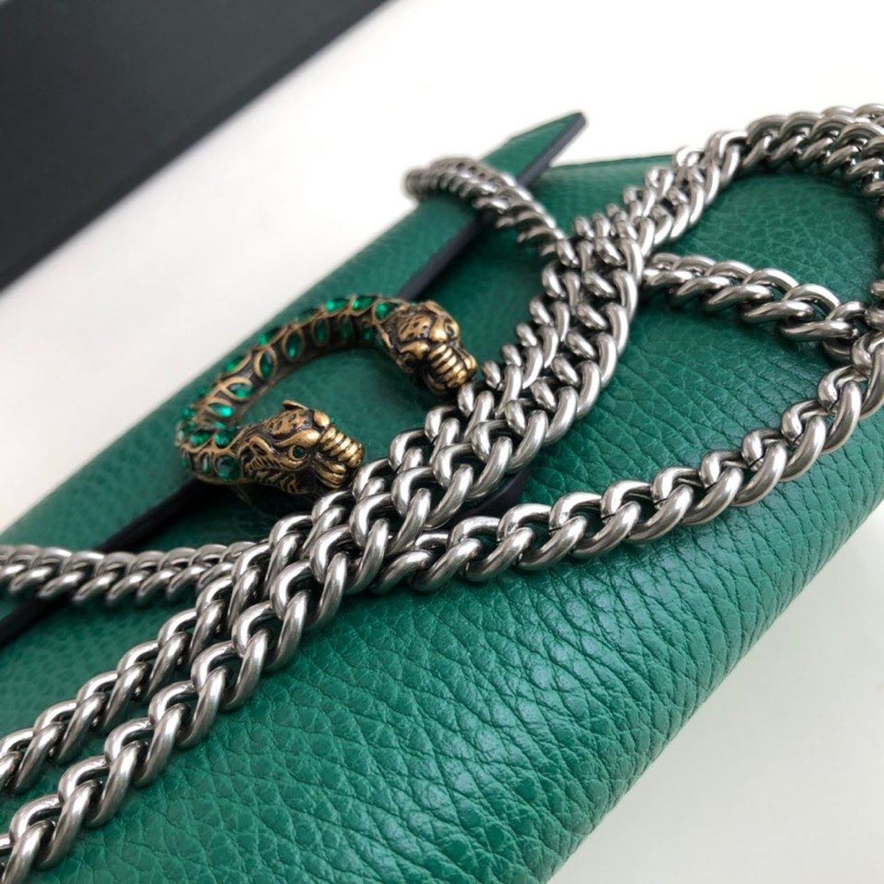 gg Dionysus Mini Chain Bag Emerald Green Metal-Free Tanned For Women 8in/20cm gg 401231 CAOGX 3120