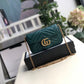 gg Marmont Matelassé Super Mini Bag Green Matelassé Chevron For Women 6.2in/16.5cm gg