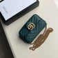 gg Marmont Matelassé Super Mini Bag Green Matelassé Chevron For Women 6.2in/16.5cm gg