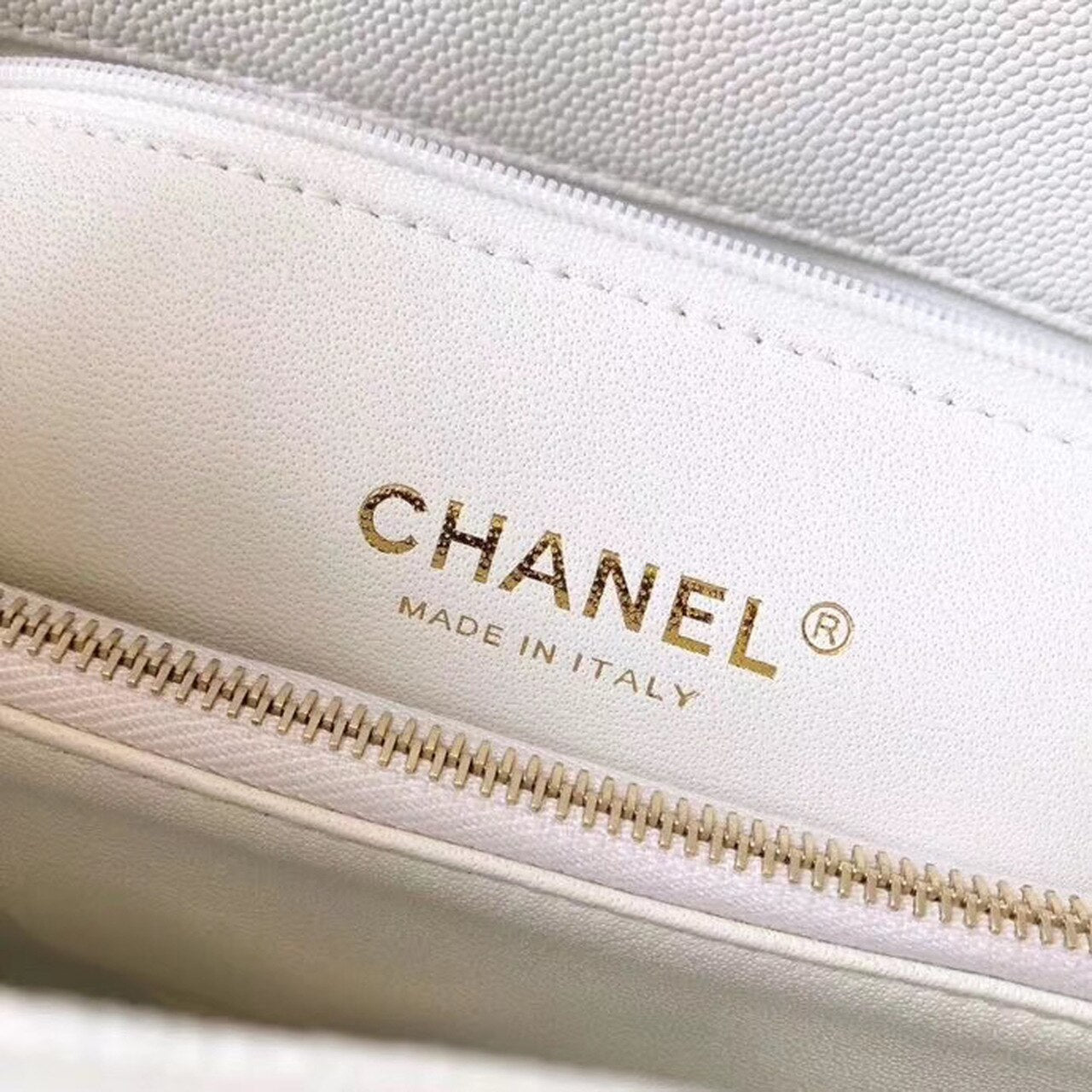 Chanel Coco Handle Quilted Lizard Handle Bag 24cm Caviar Leather Gold Hardware Spring/Summer Act 1 Collection, White