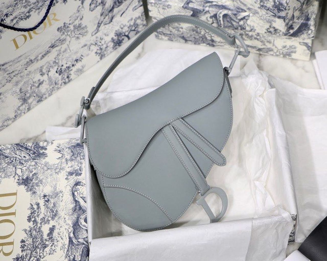 DI Medium Saddle Bag Light Blue Ultramatte For Women 25cm/10in CD
