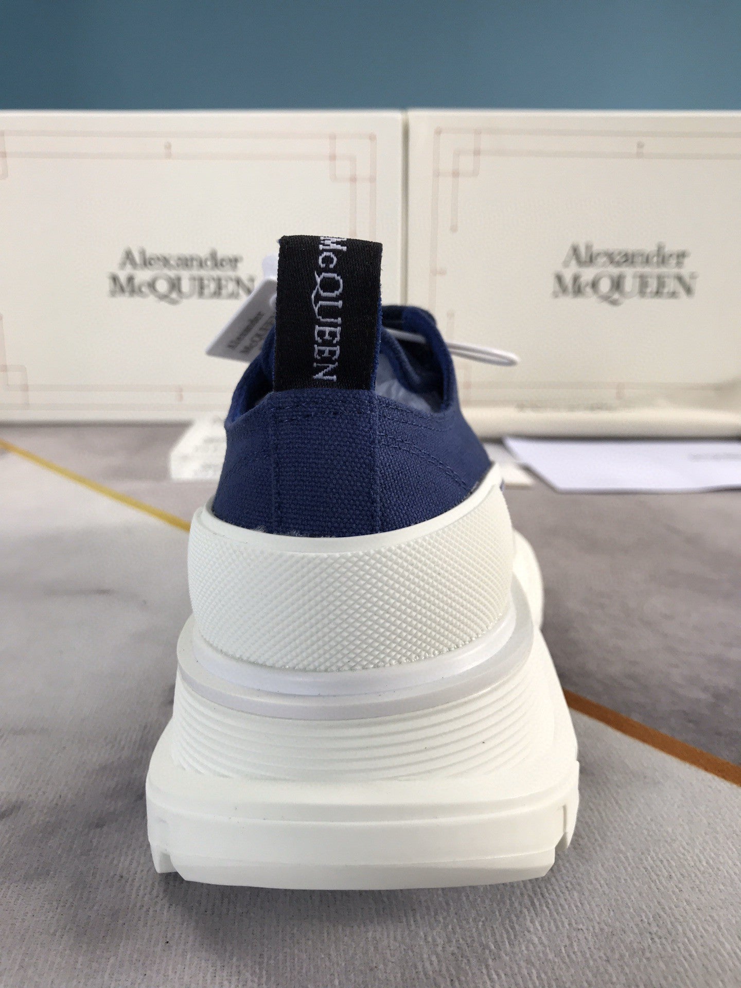 Alexander McQueen Tread Slick Lace Up Cotton Blue For Men