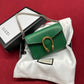 gg Super Mini Dionysus Chain Bag Emerald Green Metal-Free Tanned For Women 4in/11cm gg