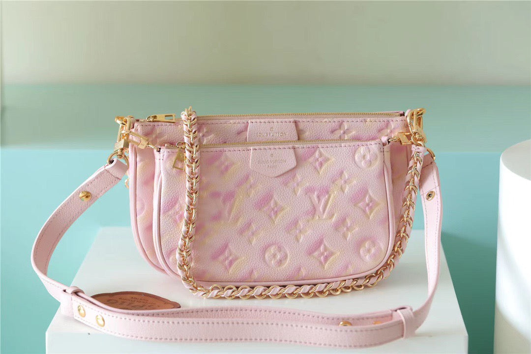 LV Multi Pochette Accessoires Monogram Empreinte Pink For Women, Women’s Handbags 9.4in/24cm LV M46093