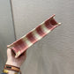 DI Mini Book Tote Stripes Embroidery, Pink Handbags, 23cm CD