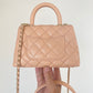 ChanelMini Flap Bag Top Handle Light Brown For Women 7.5in/19cm