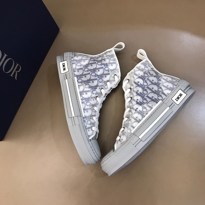 BL - DIR B23 White and Navy HIGH-TOP SNEAKER