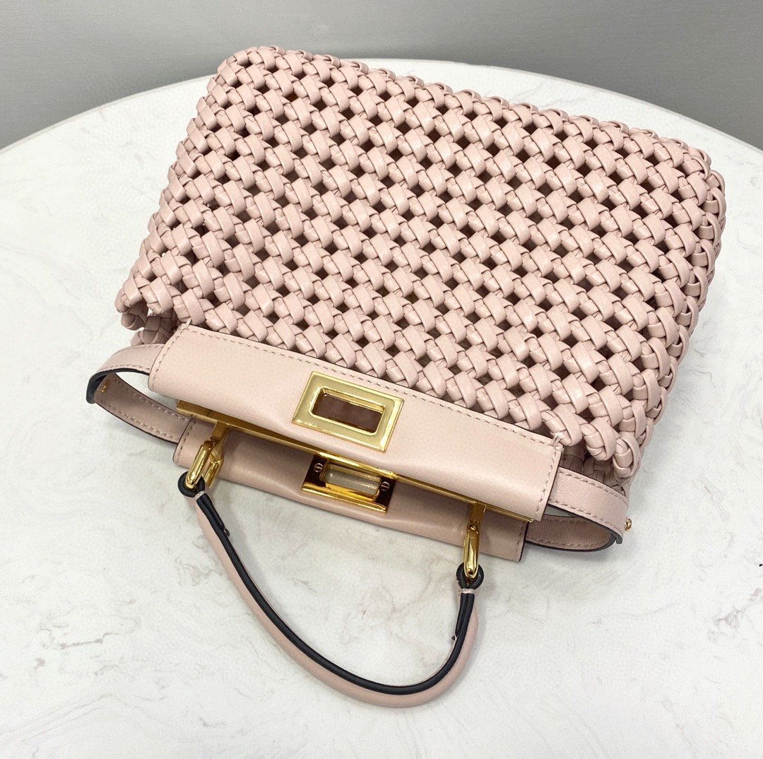 FI Peekaboo Mini Pale Pink Braided Bag For Woman 18cm/7in