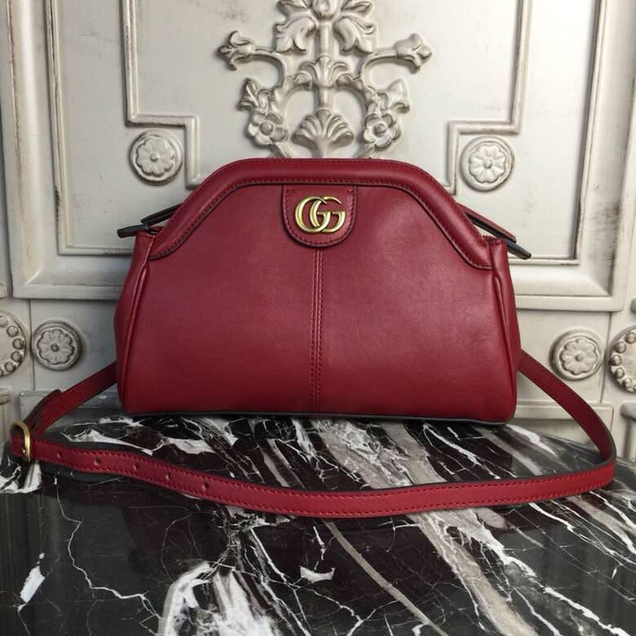 gg RE(BELLE) Medium Top Handle Bag Red For Women 10.7in/27cm gg