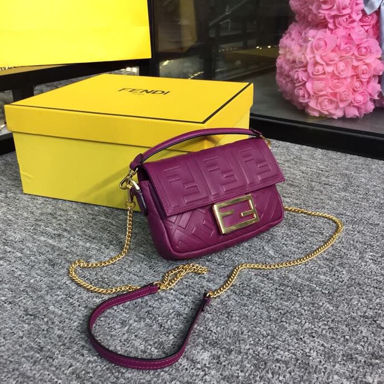 FI Baguette Nappa Purple For Women, Women’s Handbags, Shoulder And Crossbody Bags 7.4in/19cm FF 8BS017