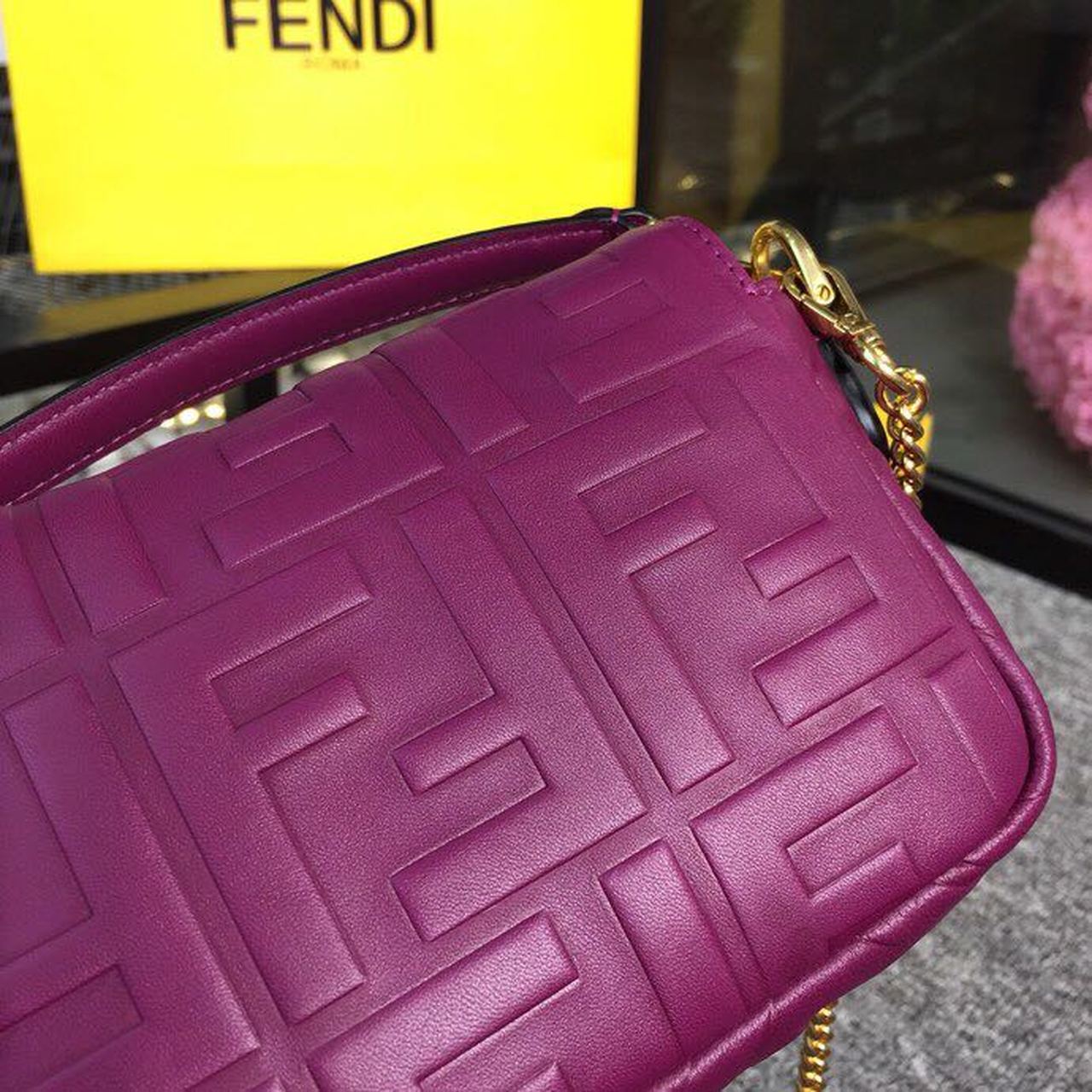 FI Baguette Nappa Purple For Women, Women’s Handbags, Shoulder And Crossbody Bags 7.4in/19cm FF 8BS017