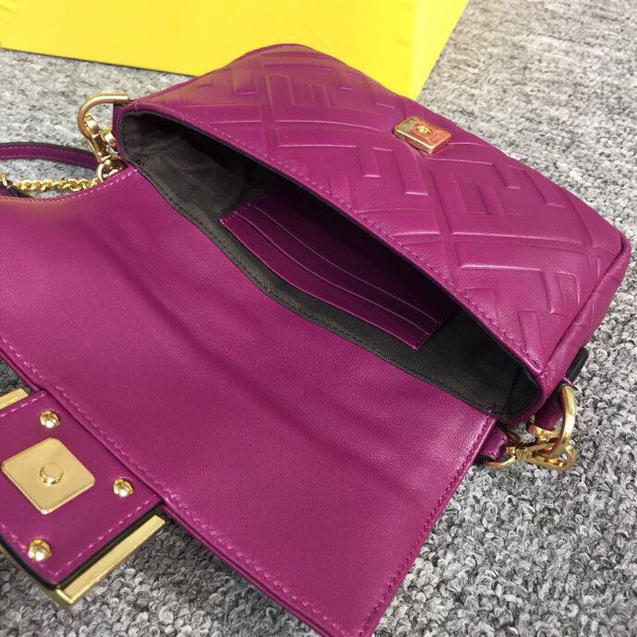 FI Baguette Nappa Purple For Women, Women’s Handbags, Shoulder And Crossbody Bags 7.4in/19cm FF 8BS017