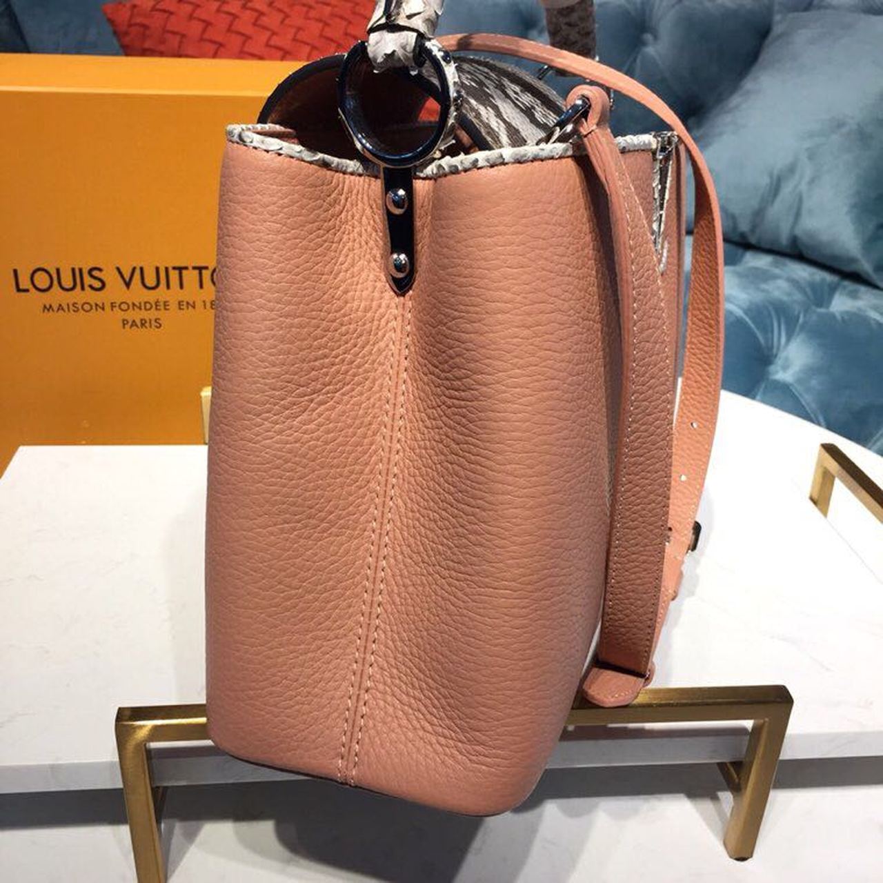 LV Capucines PM Taurillon And Python Magnolia Pink For Women,  Shoulder And Crossbody Bags 10.4in/27cm LV
