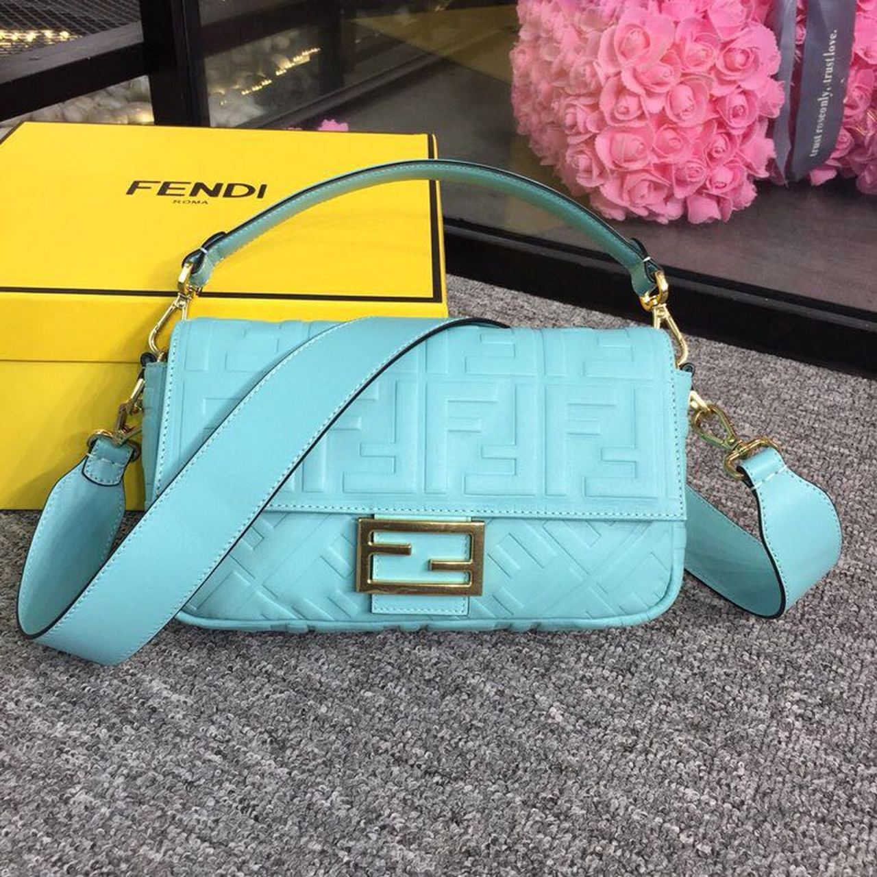 FI Baguette Nappa Light Blue For Women, Women’s Handbags, Shoulder And Crossbody Bags 10.6in/27cm FF 8BR600