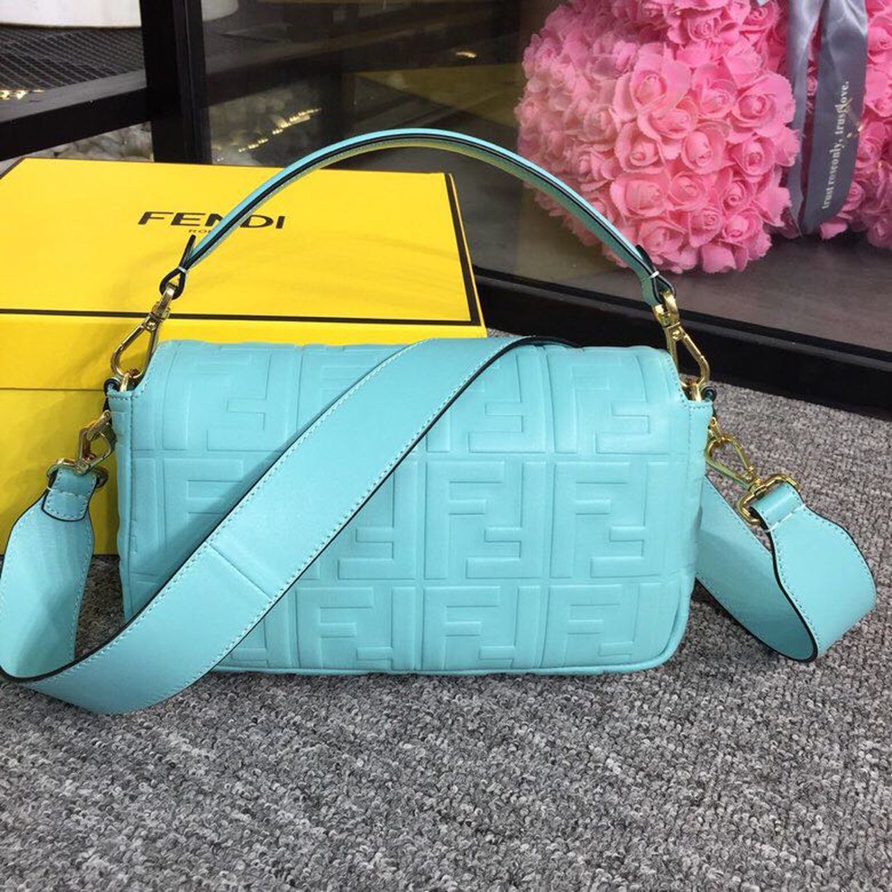 FI Baguette Nappa Light Blue For Women, Women’s Handbags, Shoulder And Crossbody Bags 10.6in/27cm FF 8BR600