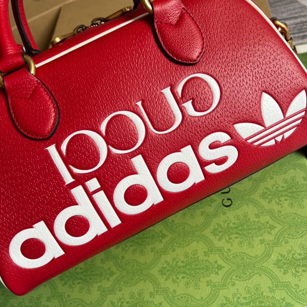 gg x Adidas Mini Duffle Bag Red For Women, Women&#8217;s Bags 12.4in/32cm gg 702397 U3ZCT 6563