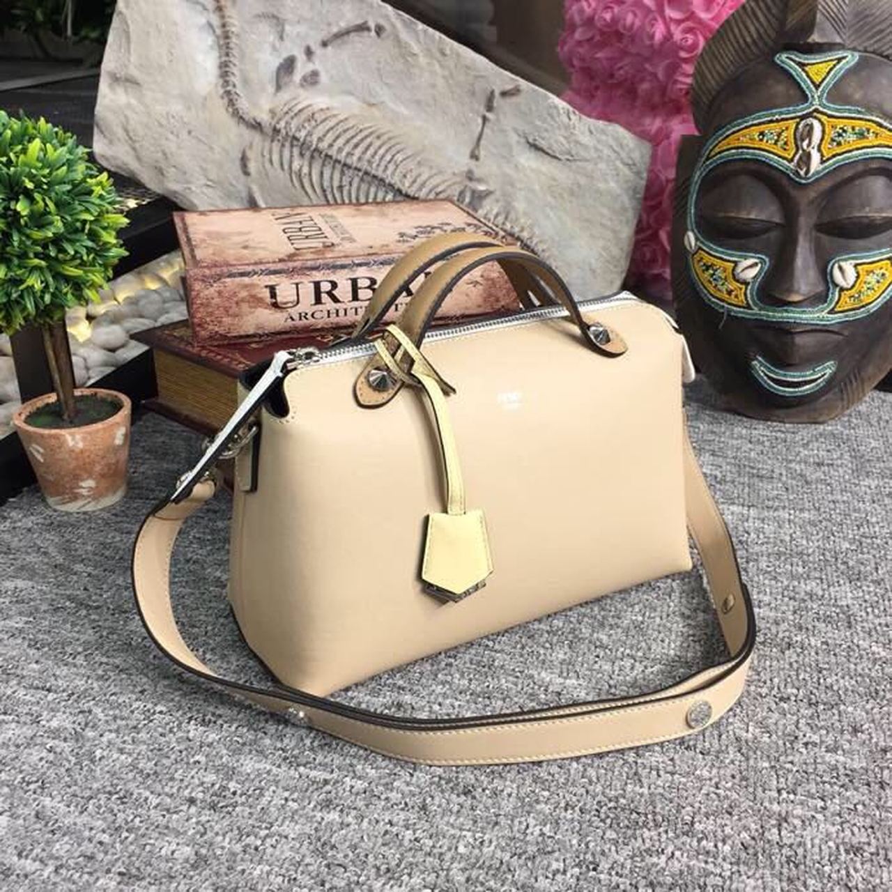FI By The Way Medium Bag Beige For Women, Women’s Handbags, Shoulder And Crossbody Bags 10.6in/27cm FF 8BL1461
